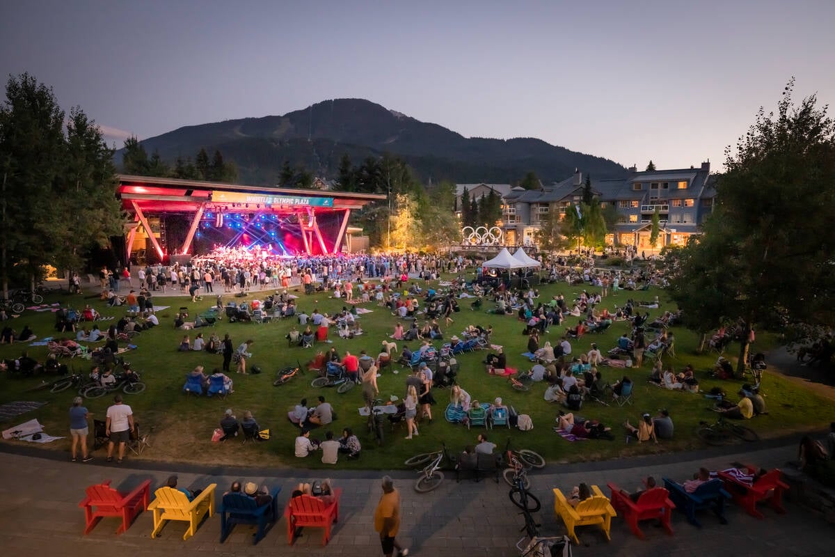Summer concert series at Whistler Olympic Plaza. Photo: Tourism Whistler/Justa Jeskova