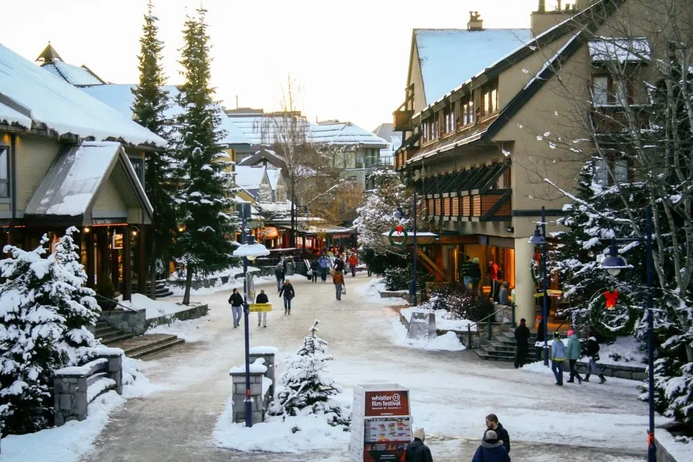 Whistler Village in the winter 