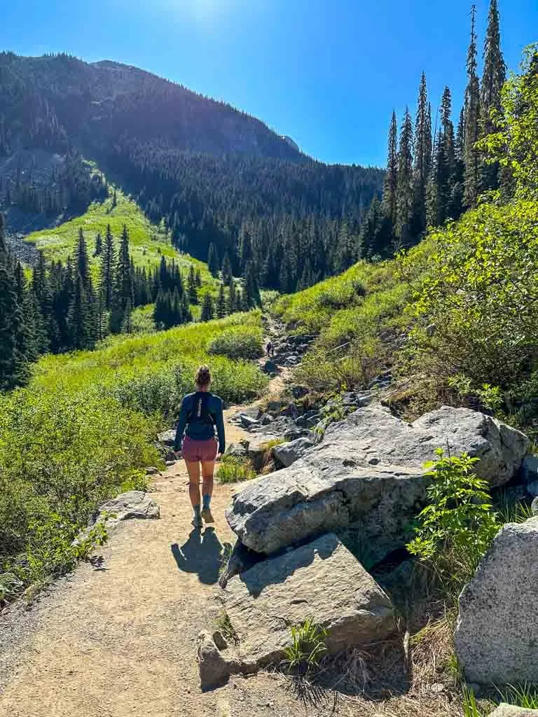 The trail through the boulder field to Joffre Lakes