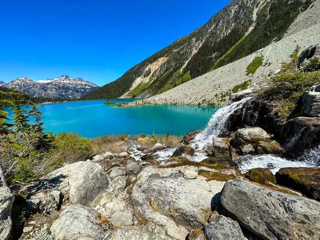 The waterfall above Upper Joffre Lake