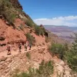 Hikers on the Bright Angel Trail in the Grand Canyon