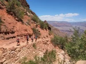 Hikers on the Bright Angel Trail in the Grand Canyon