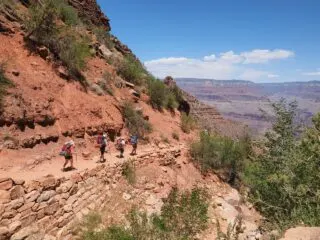 Hikers on the Bright Angel Trail in the Grand Canyon
