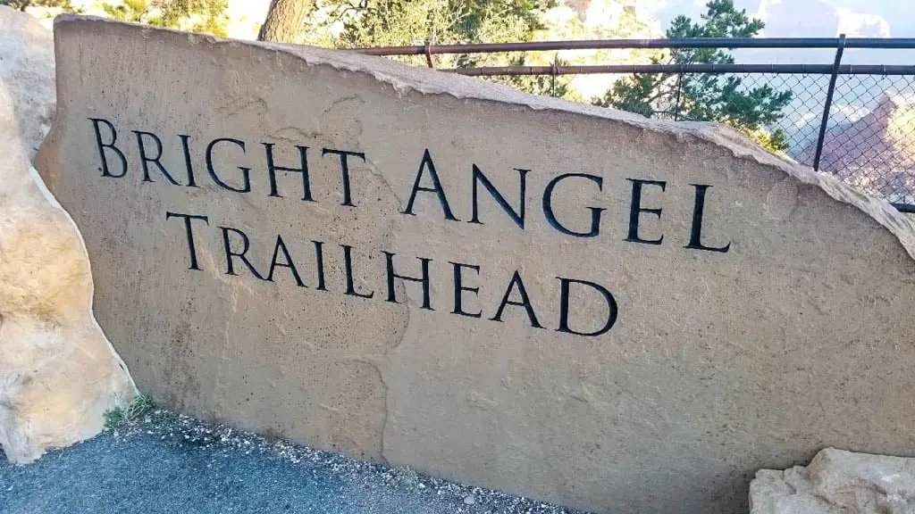 The sign for the Bright Angel Trailhead in the Grand Canyon