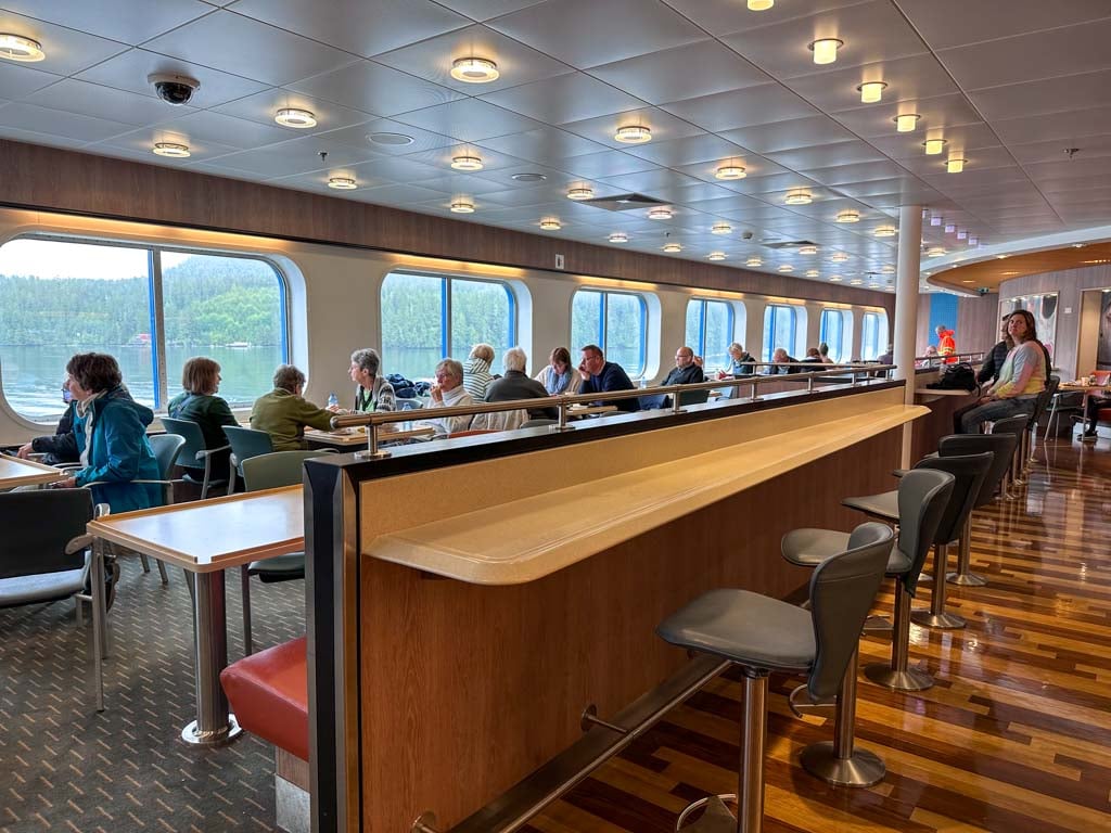 Cafeteria seating on the Northern Expedition ferry between Port Hardy and Prince Rupert