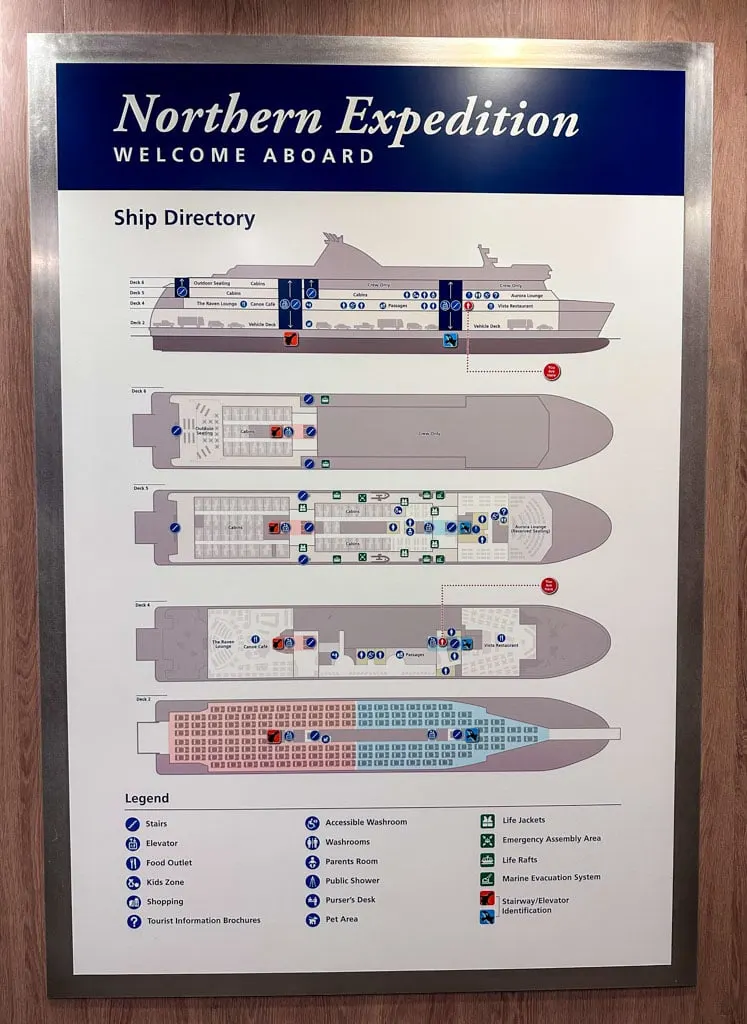 Ship directory for the Northern Expedition ferry