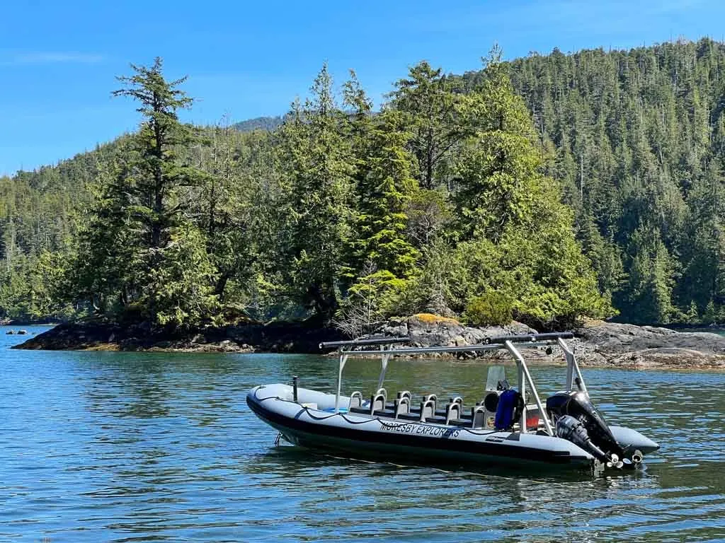 Moresby Explorers boat moored in Gwaii Hanaas National Park