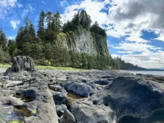 View of the cliffs at Tow Hill from the Blow Hole in Naikoon Provincial Park
