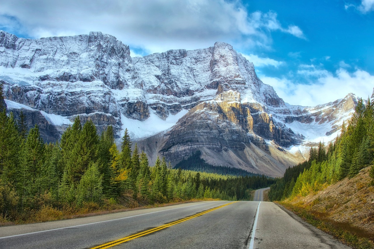 A scenic road in Banff in fall