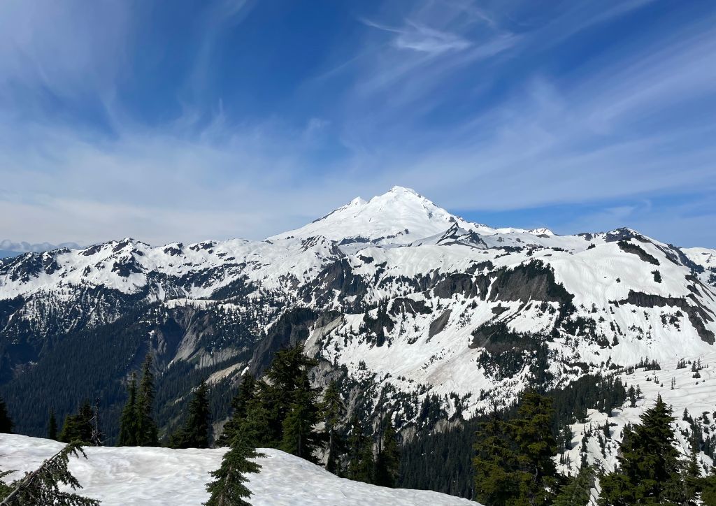 Snow-covered Mount Baker as seen from Artist Point. 