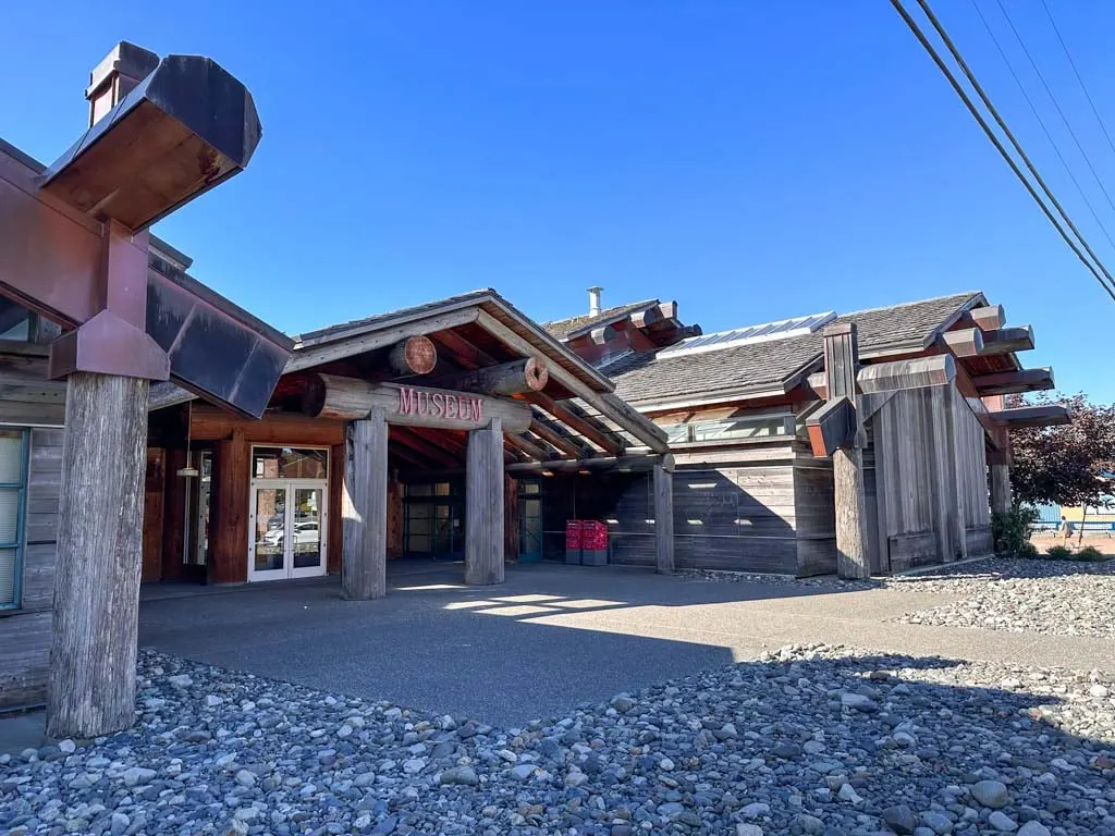 The exterior of the Museum of Northern British Columbia looks like a longhouse