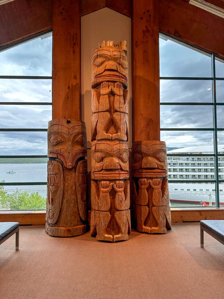 Totem poles inside the Museum of Northern BC