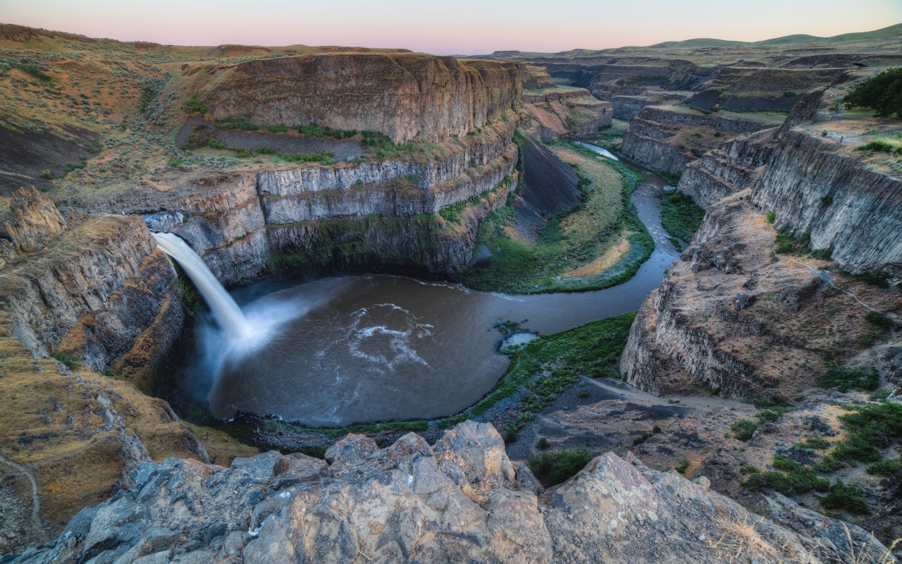 Palouse Falls, one of the best places to stop on a Washington road trip
