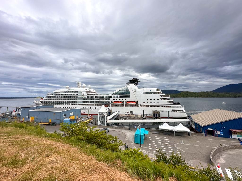 A cruise ship in port in Prince Rupert, BC