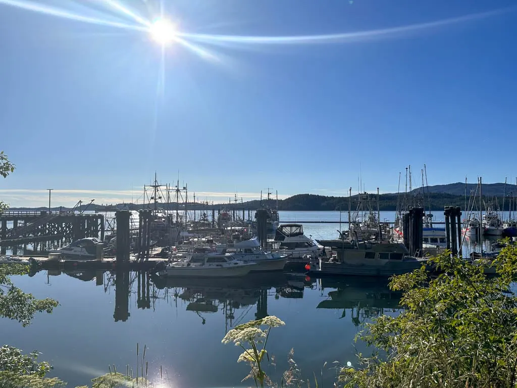 Boats in the harbour in Prince Rupert on a sunny evening