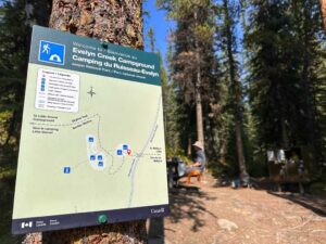Sign at the entrance to Evelyn Creek Camp