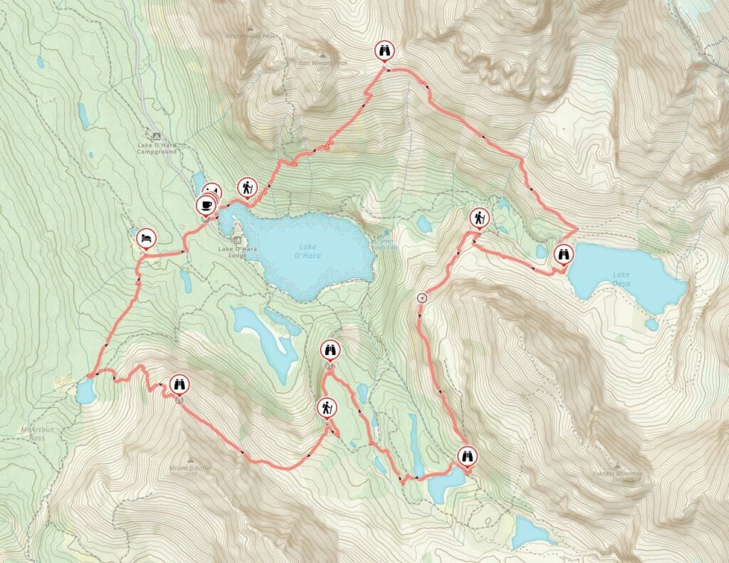 Map of the Lake O'Hara Alpine Circuit hike