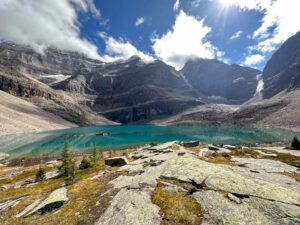Rock slabs above Lake Oesa in Yoho National Park