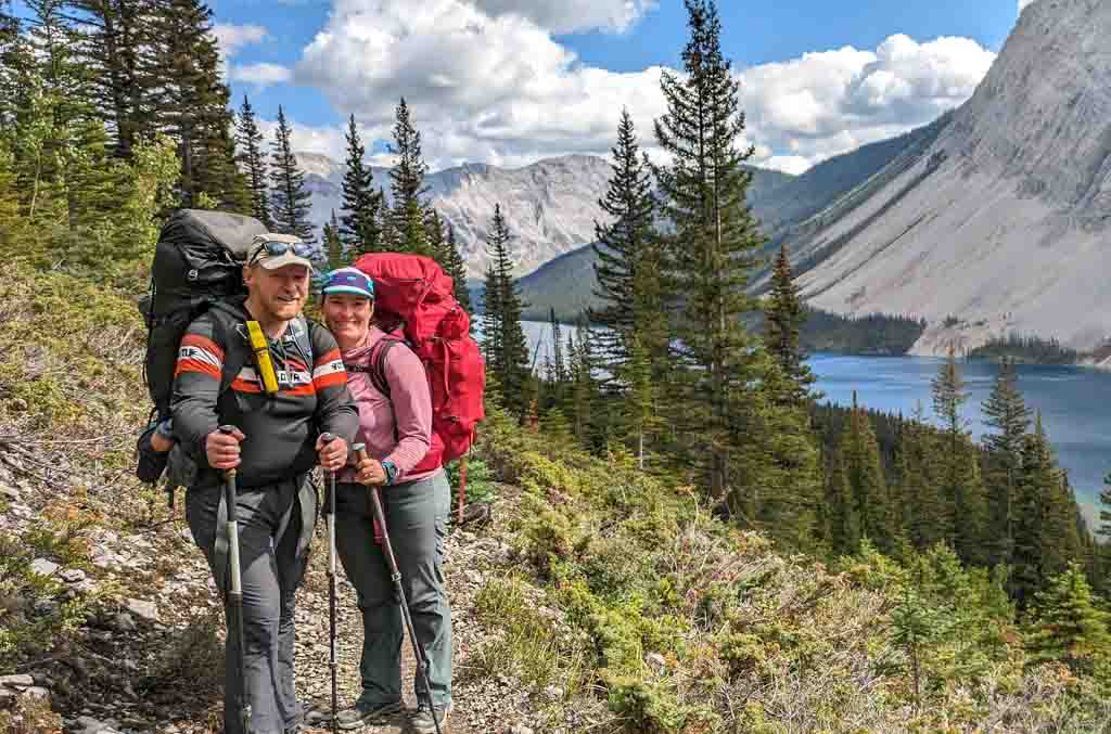 Taryn wears the MEC Zephyr 65L backpack on a trip to Mount Assiniboine