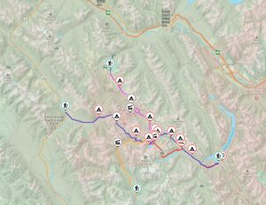 Mount Assiniboine Park Map showing all trails