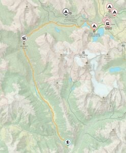 Map of the Mitchell River route in Mount Assiniboine Provincial Park