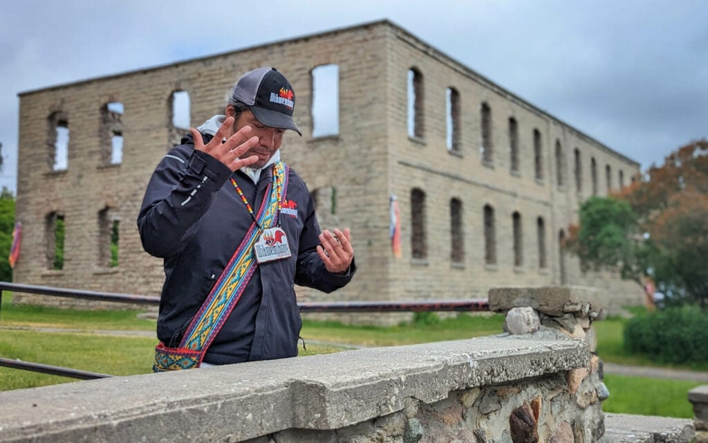 An Indigenous guide at Wikiwemikong on Manitoulin Island