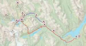 Mount Assiniboine Park map showing the Wonder Pass route