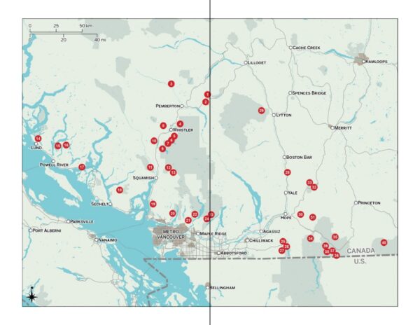 Backpacking in Southwestern British Columbia index map