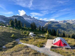 Tents on wooden platforms