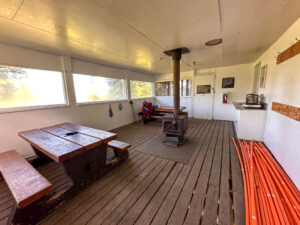 The inside of the Red Heather Hut in Garibaldi Provincial Park