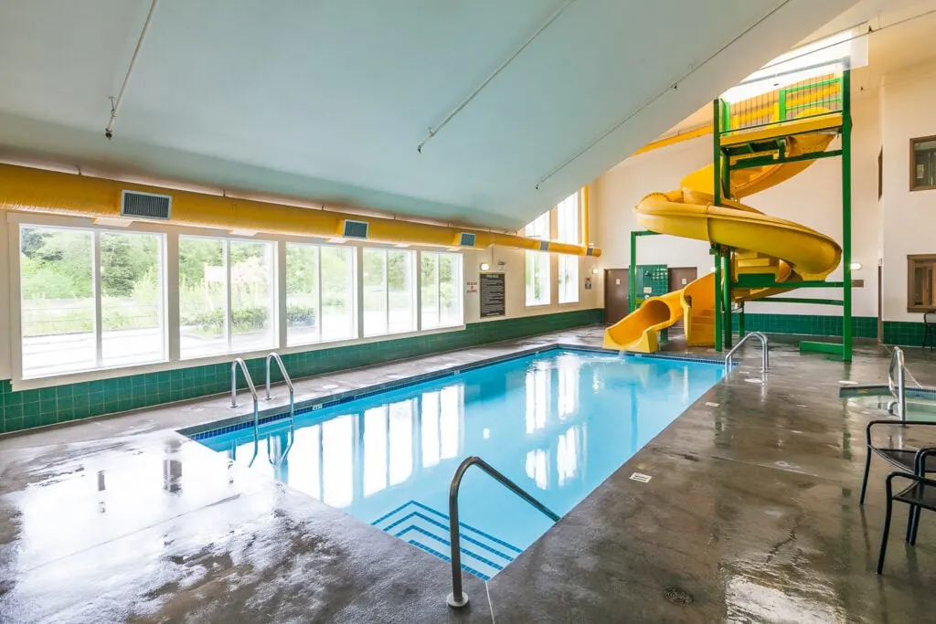 The indoor pool at the Mountain Retreat Hotel in Squamish. 