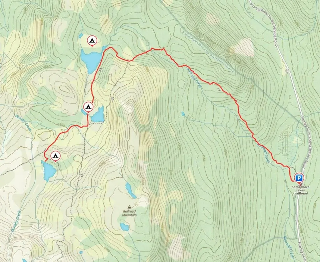 Map of the Semaphore Lakes Trail near Pemberton, BC