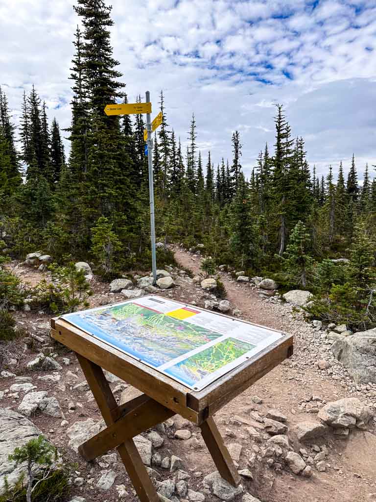 Trail map and info sign on the Blackcomb Trails in Whistler