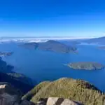 View of Howe Sound and Bowen Island from the top of St. Mark's Summit in Cypress Provincial Park in Vancouver