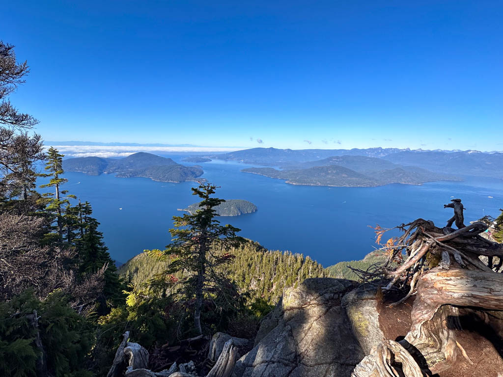 View of Howe Sound and islands from the main viewpoint at St. Mark's Summit