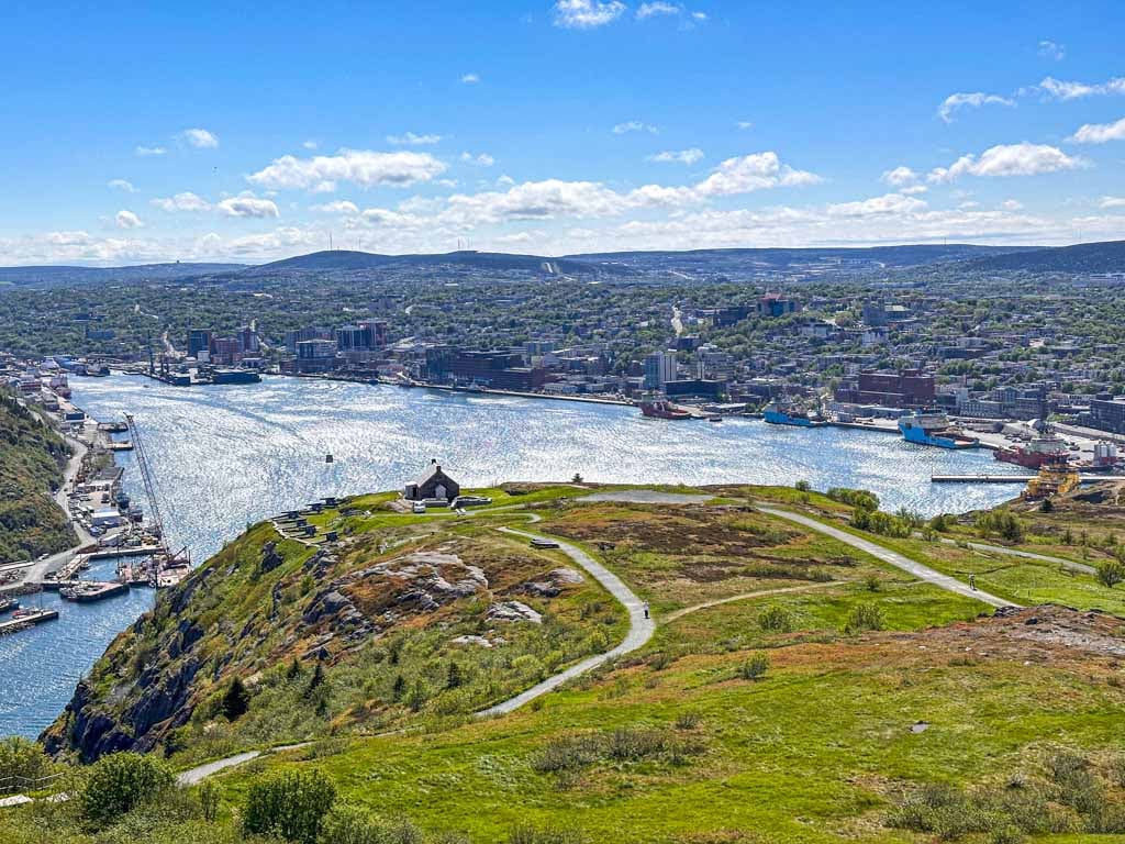 View of St. John's from the top of Signal Hill, one of the best hikes in Newfoundland