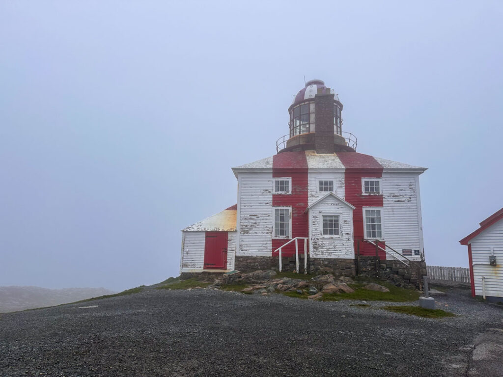 Cape Bonavista Lighthouse on a foggy day.