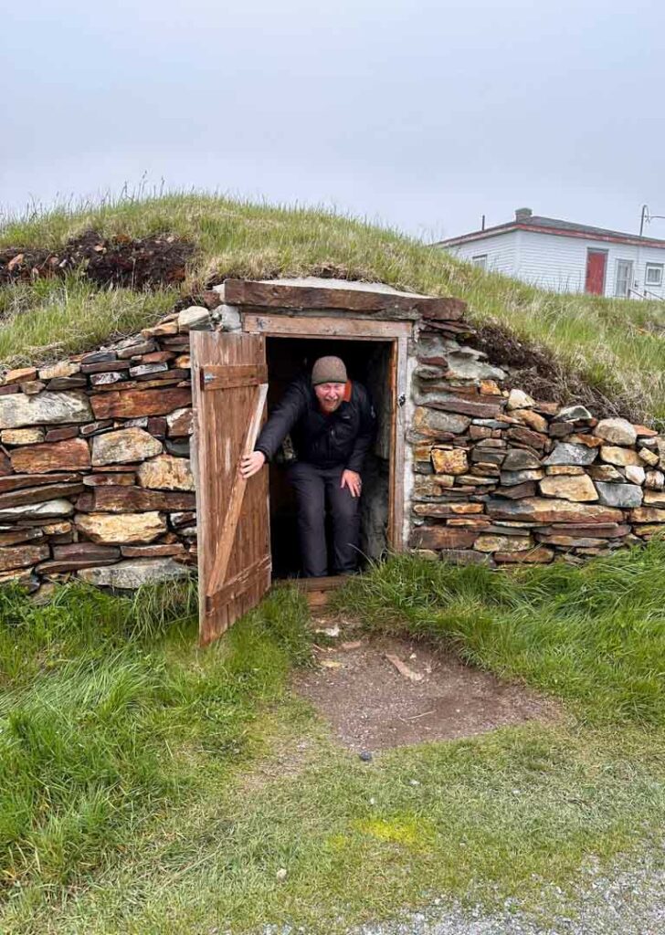 A man stands inside a root cellar in Elliston