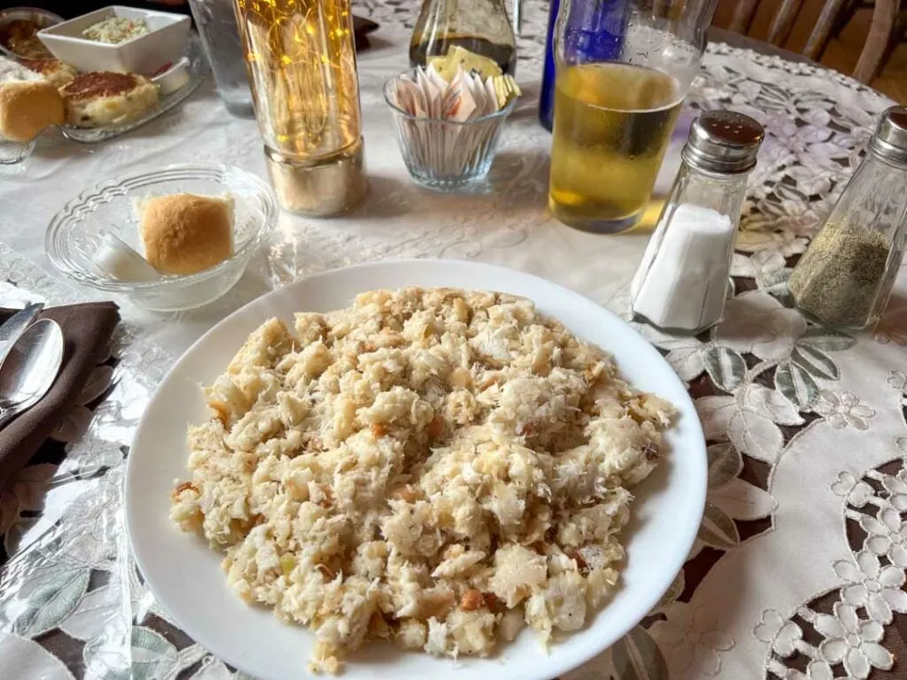 A plate of Fish and Brewis at Mifflin's Tea Room