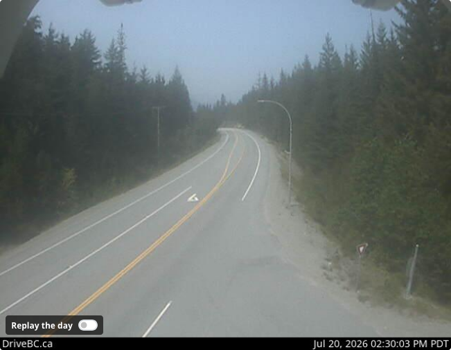 Highway 99 webcam showing smoky skies in Pemberton