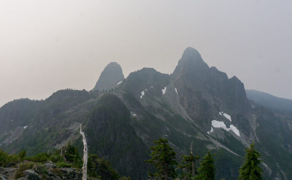 A smokey view of the Lions near Vancouver