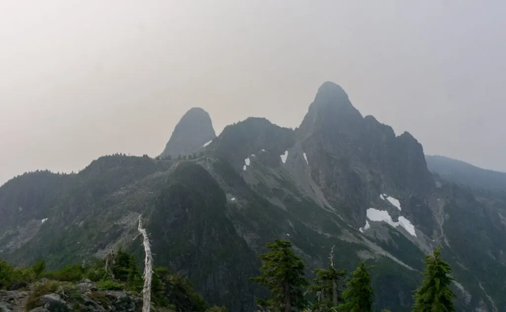 A smokey view of the Lions near Vancouver