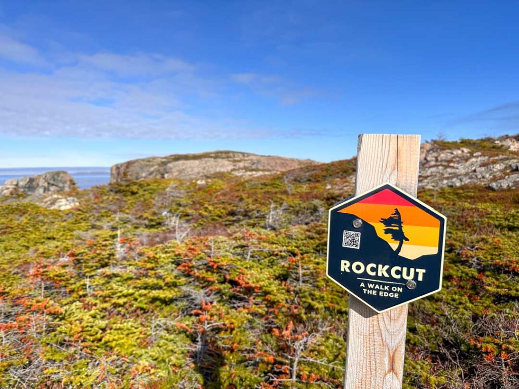 Close up of a trail marker on the Rockcut Trails