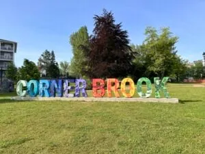 The colourful Corner Brook sign in Corner Brook Newfoundland