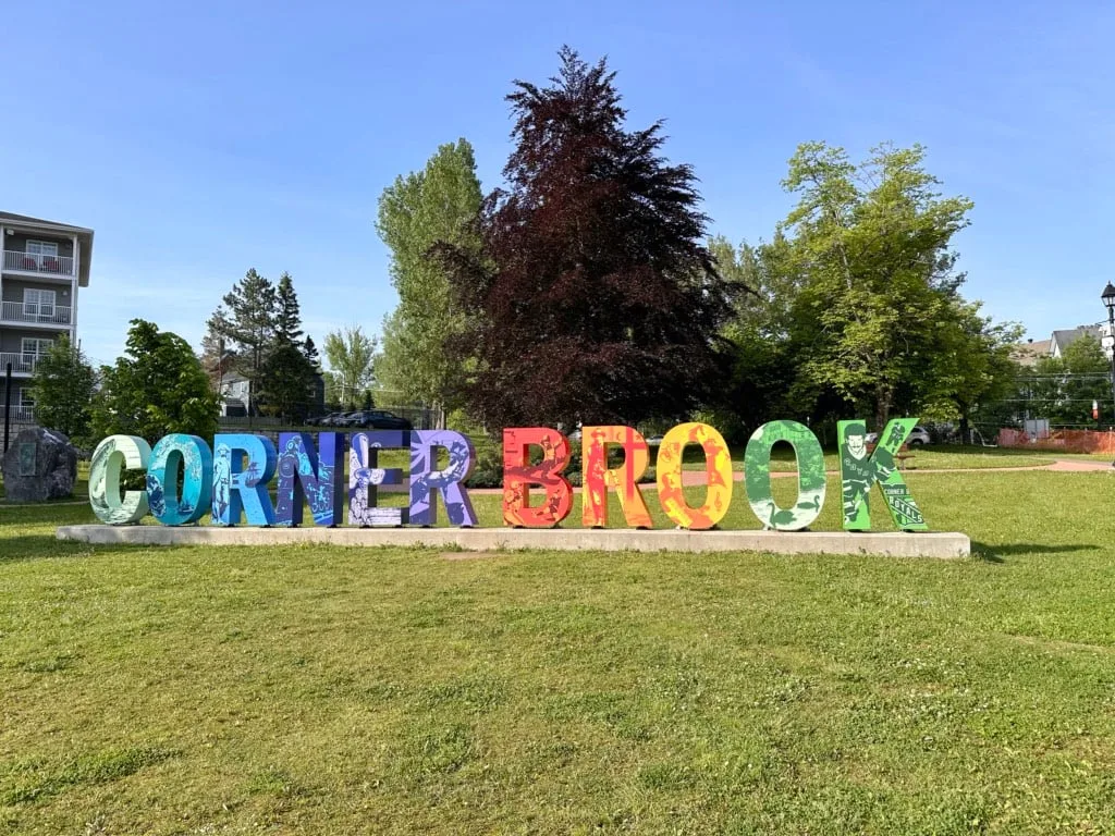 The colourful Corner Brook sign in Corner Brook Newfoundland