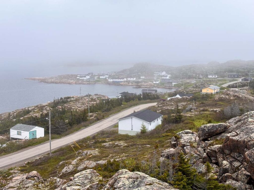 Looking down on the town of Deep Bay on Fogo Island from the Deep Bay Trail