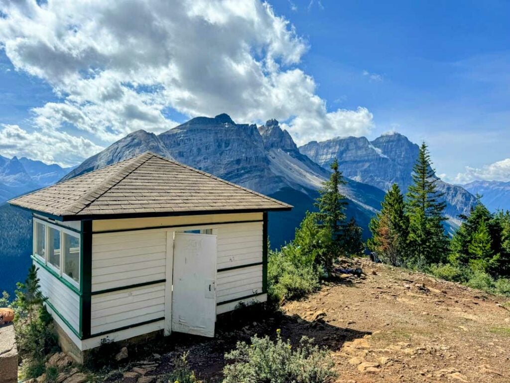 The historic fire lookout at Paget Lookout in Yoho National Park