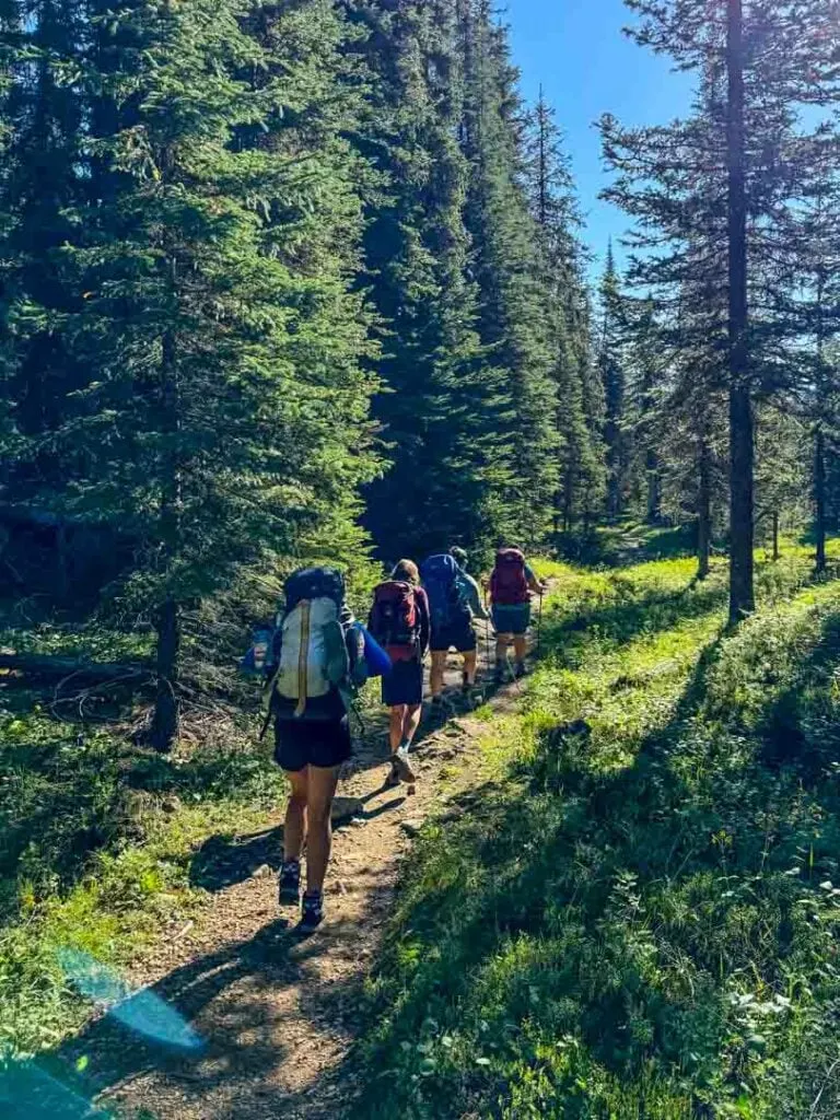 Hikers following the Little Yoho Valley Trail