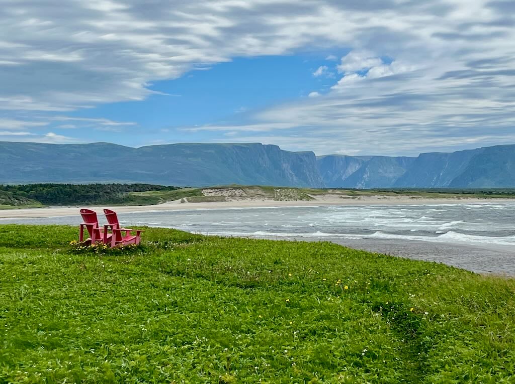 Red chairs at Broom Point