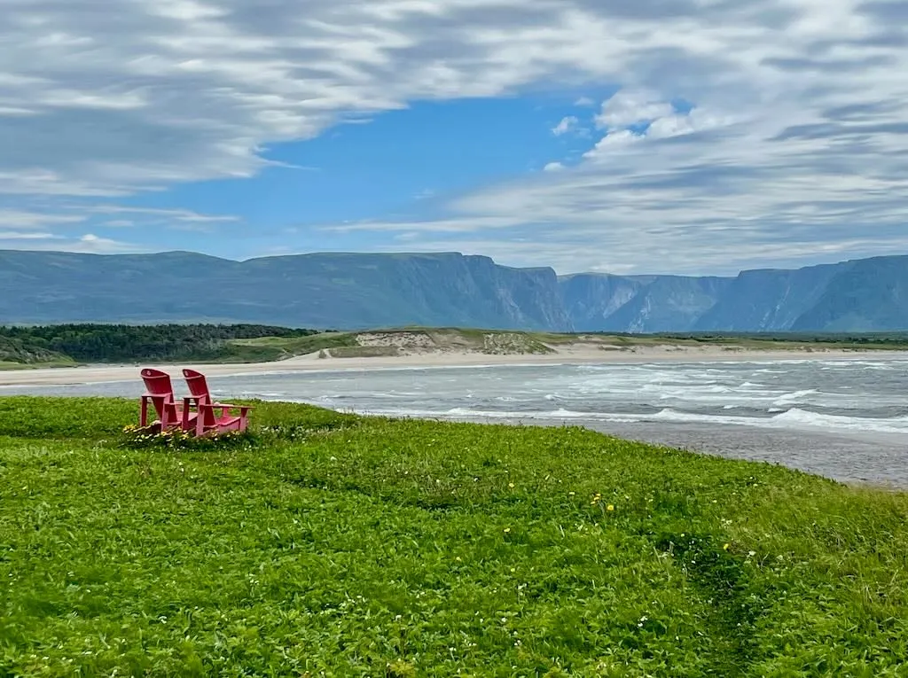 Red chairs at Broom Point